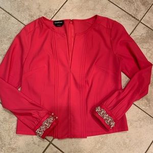 Bebe hot pink blouse w/rhinestones and pearls